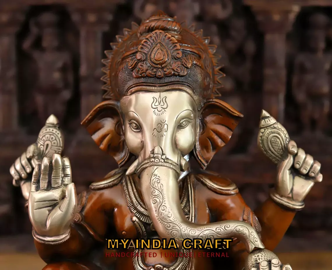 16" Brass ganesh statue