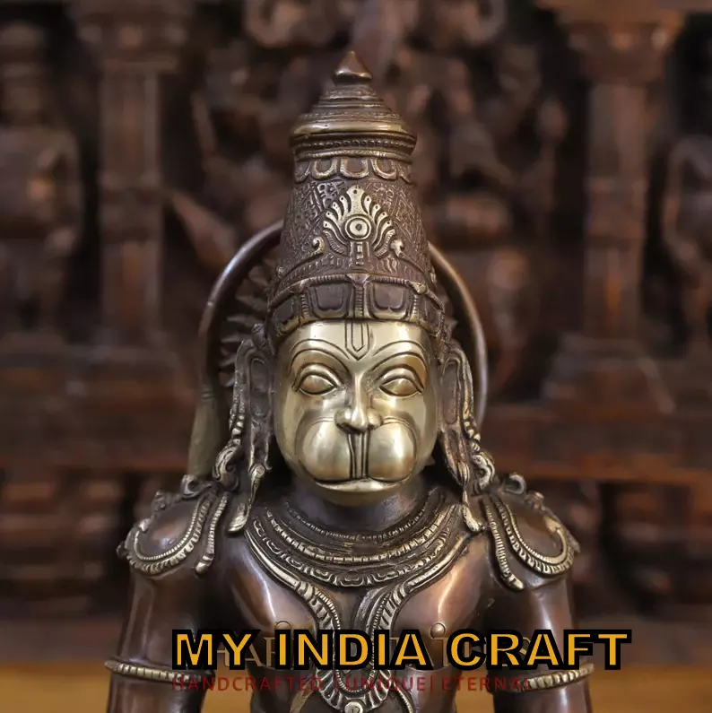 16" Hanuman statue brass antique