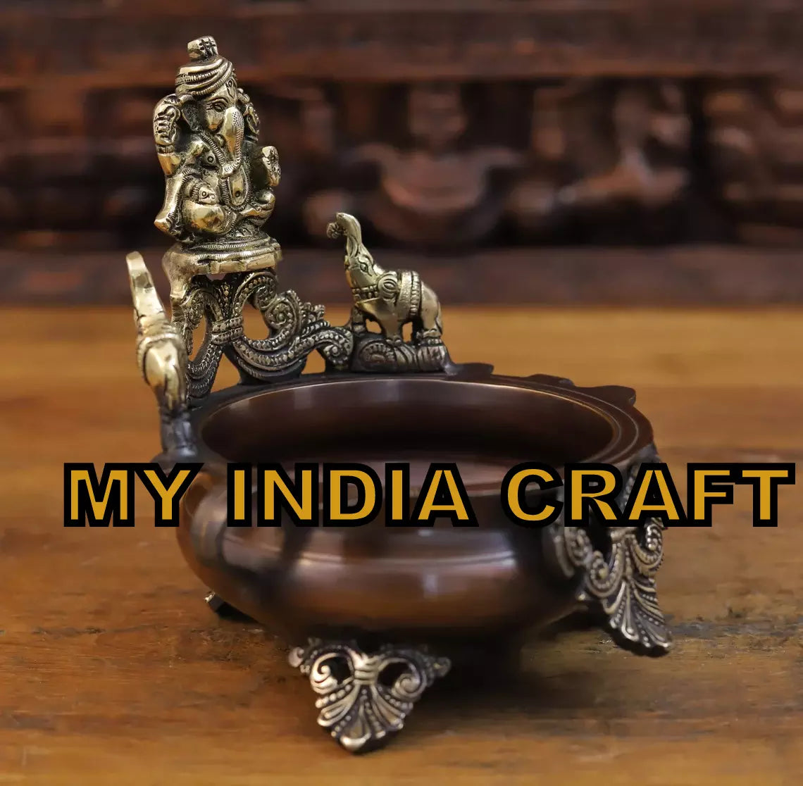 7.5" Urli with Ganpati elephants
