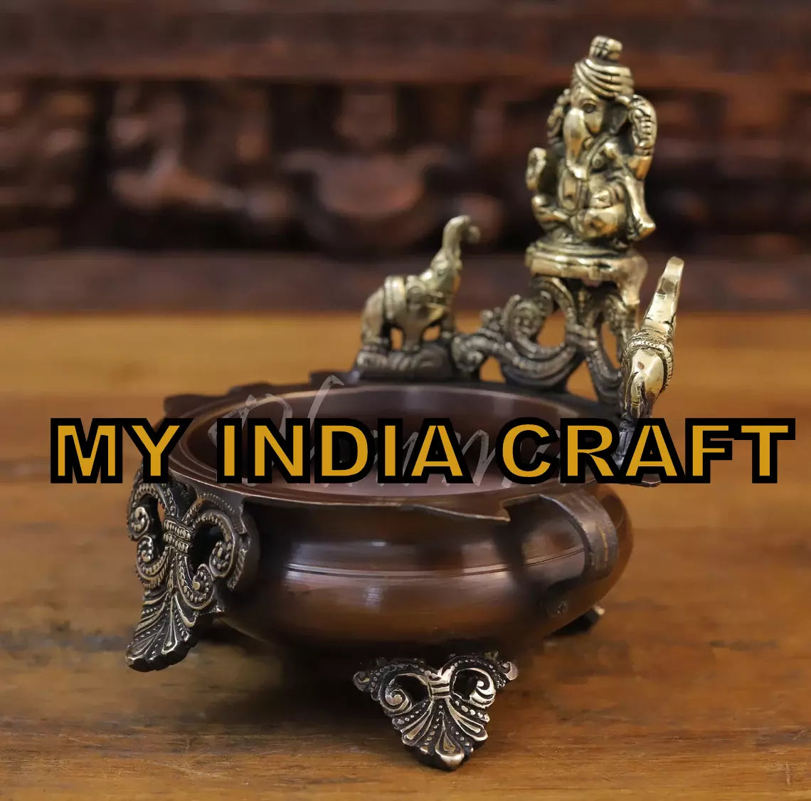 7.5" Urli with Ganpati elephants