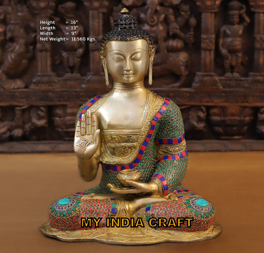 16" Buddha Statue brass