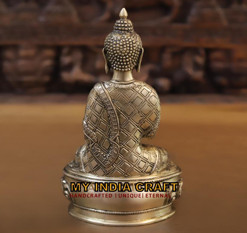 8.5" Buddha statue brass