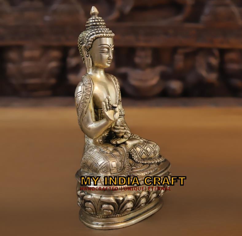 8.5" Buddha statue brass