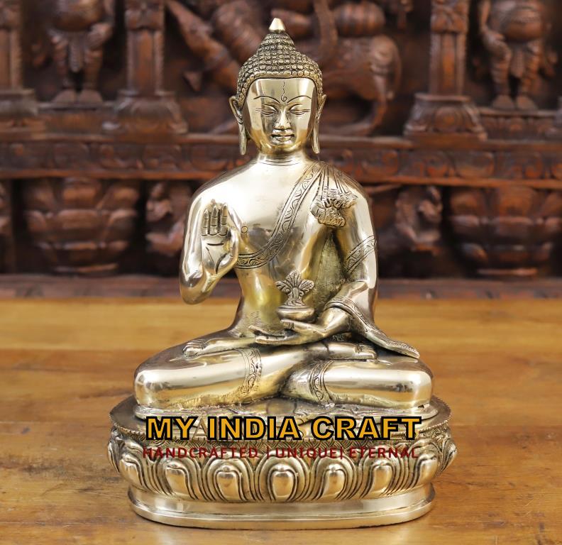 13" Brass buddha