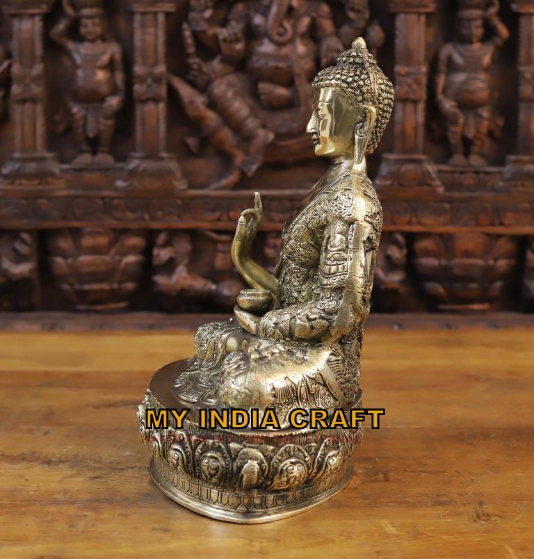 14.5" Buddha brass statue