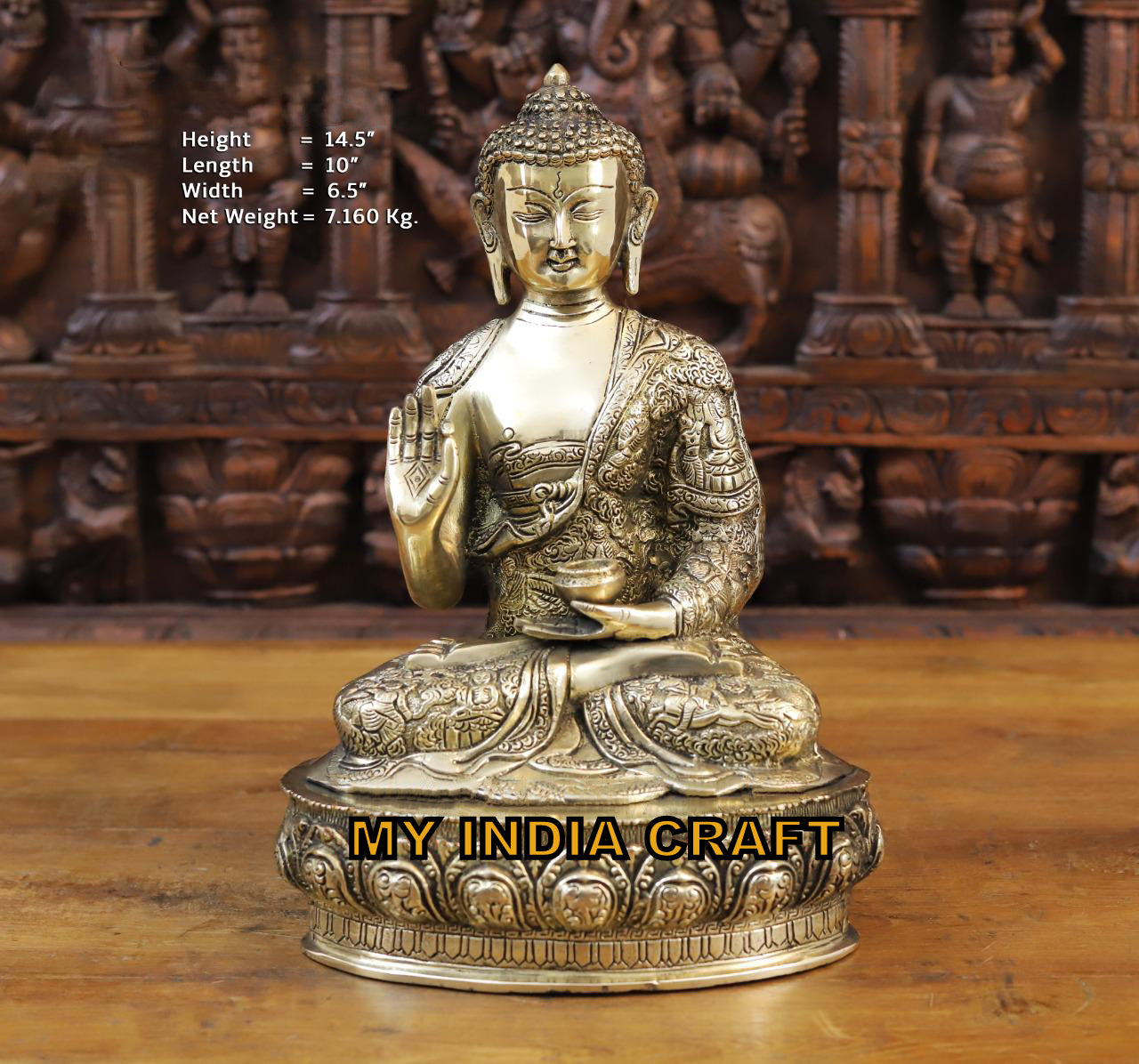 14.5" Buddha brass statue