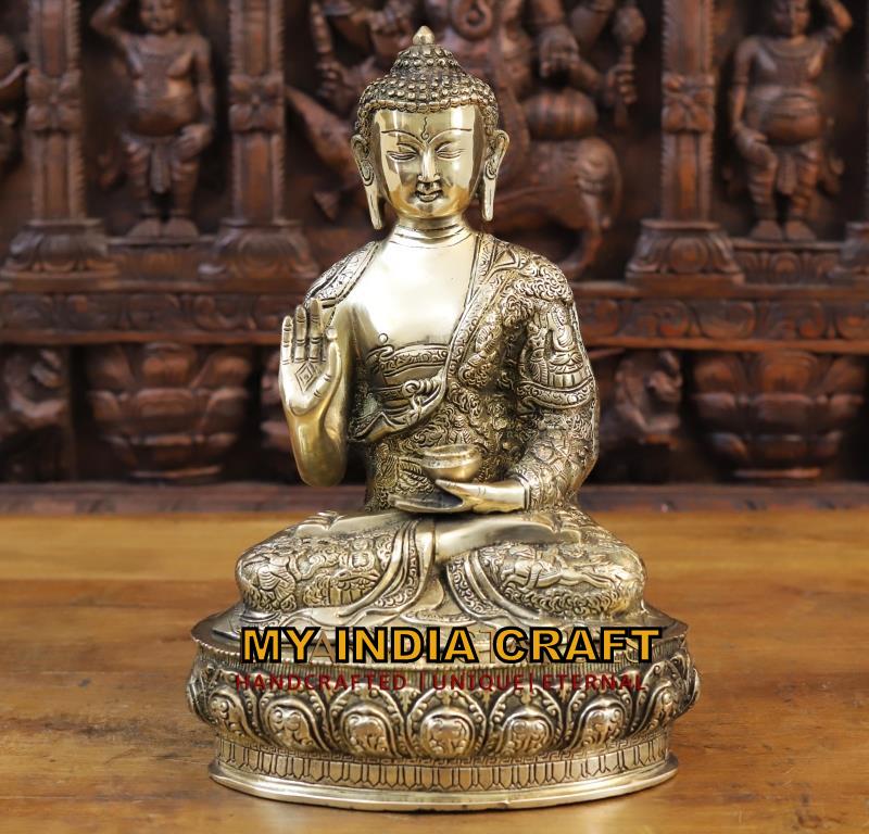 14.5" Buddha brass statue