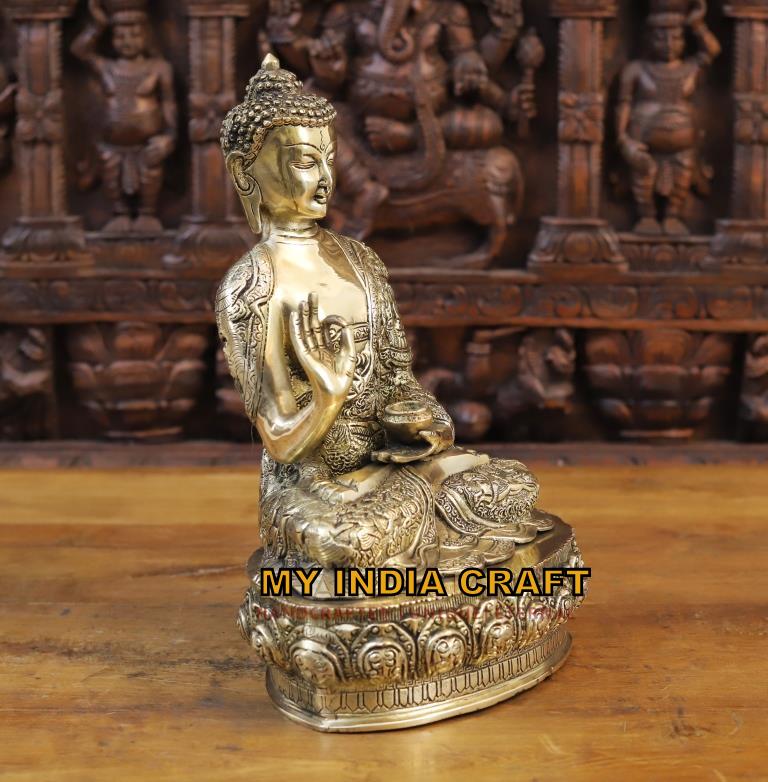 14.5" Buddha brass statue