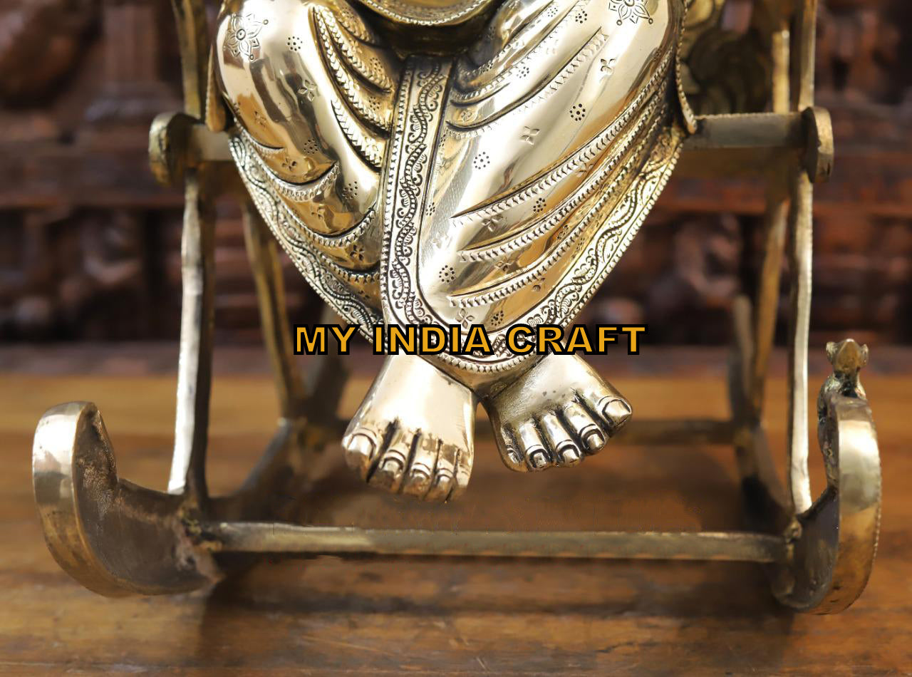 24" Ganpati On A Chair In Brass