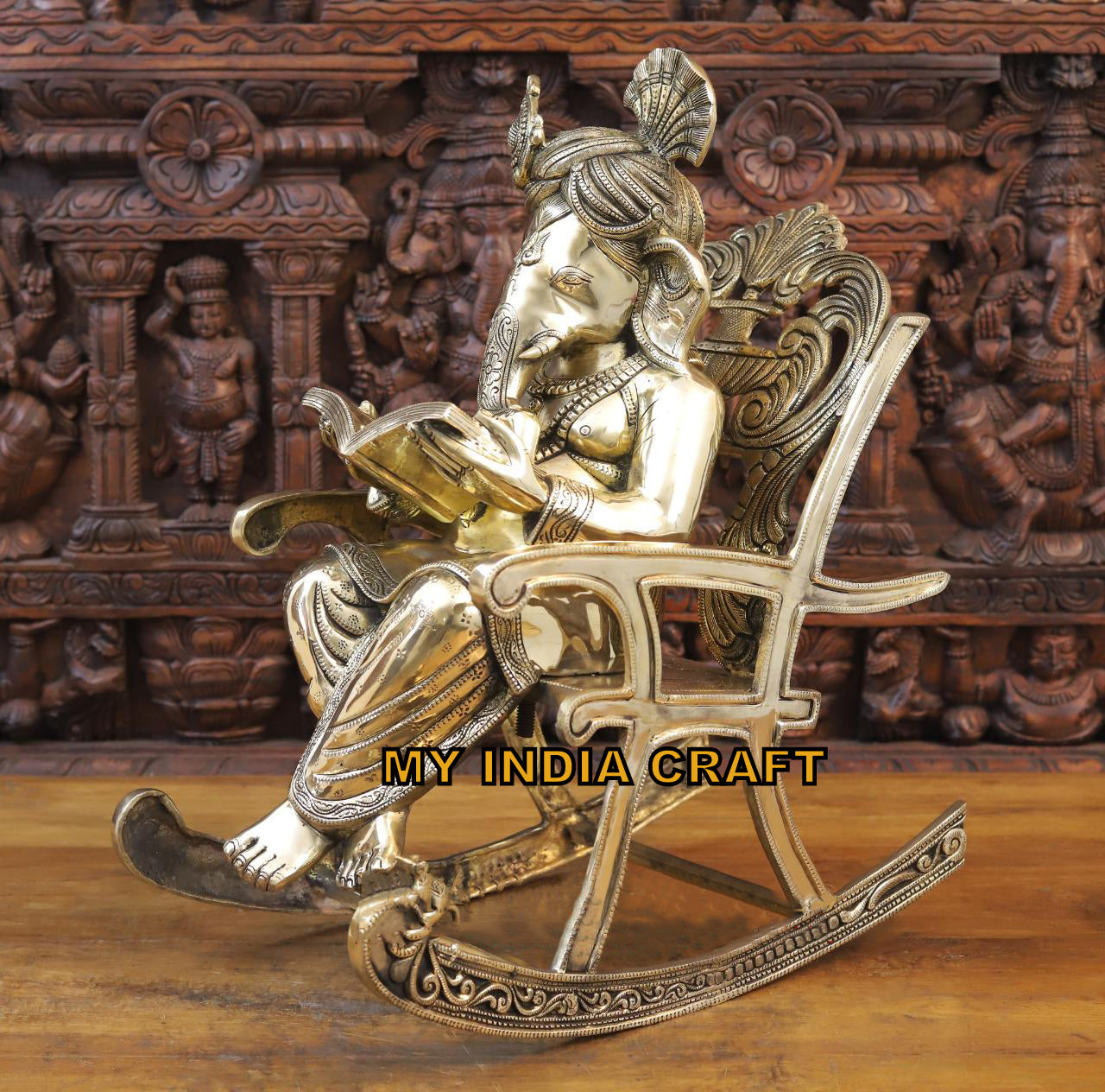 24" Ganpati On A Chair In Brass