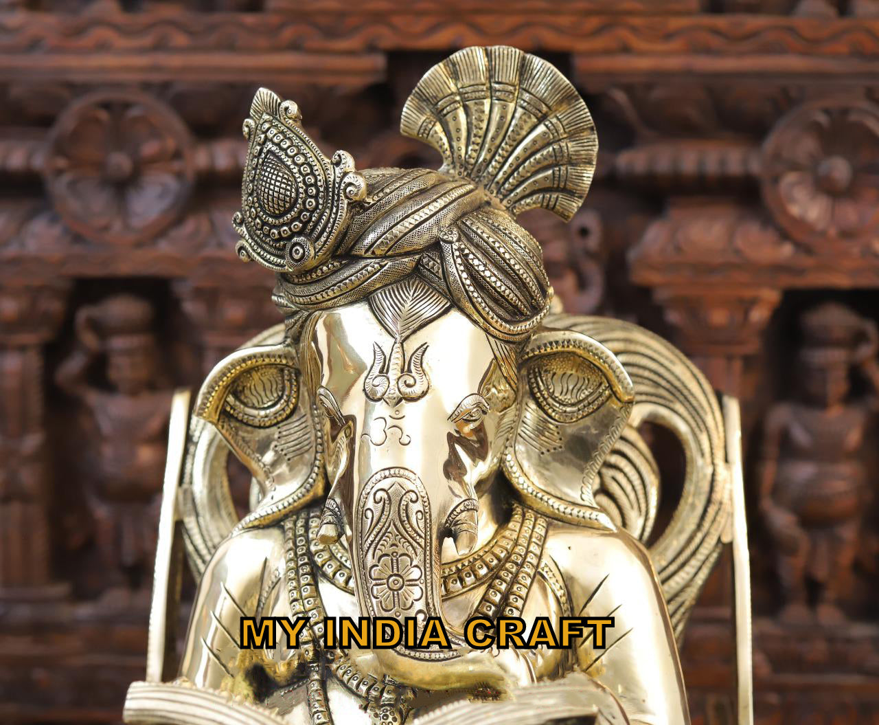 24" Ganpati On A Chair In Brass