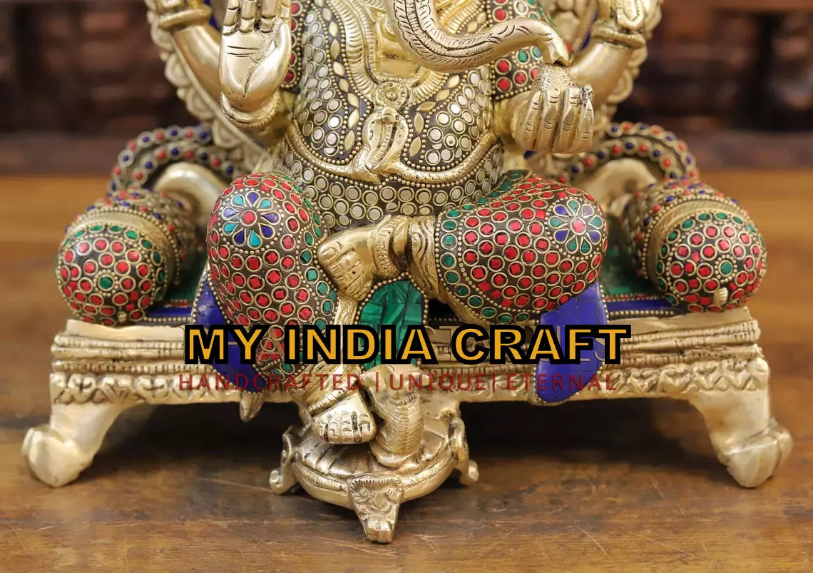 18" Ganpati idol inlay work brass