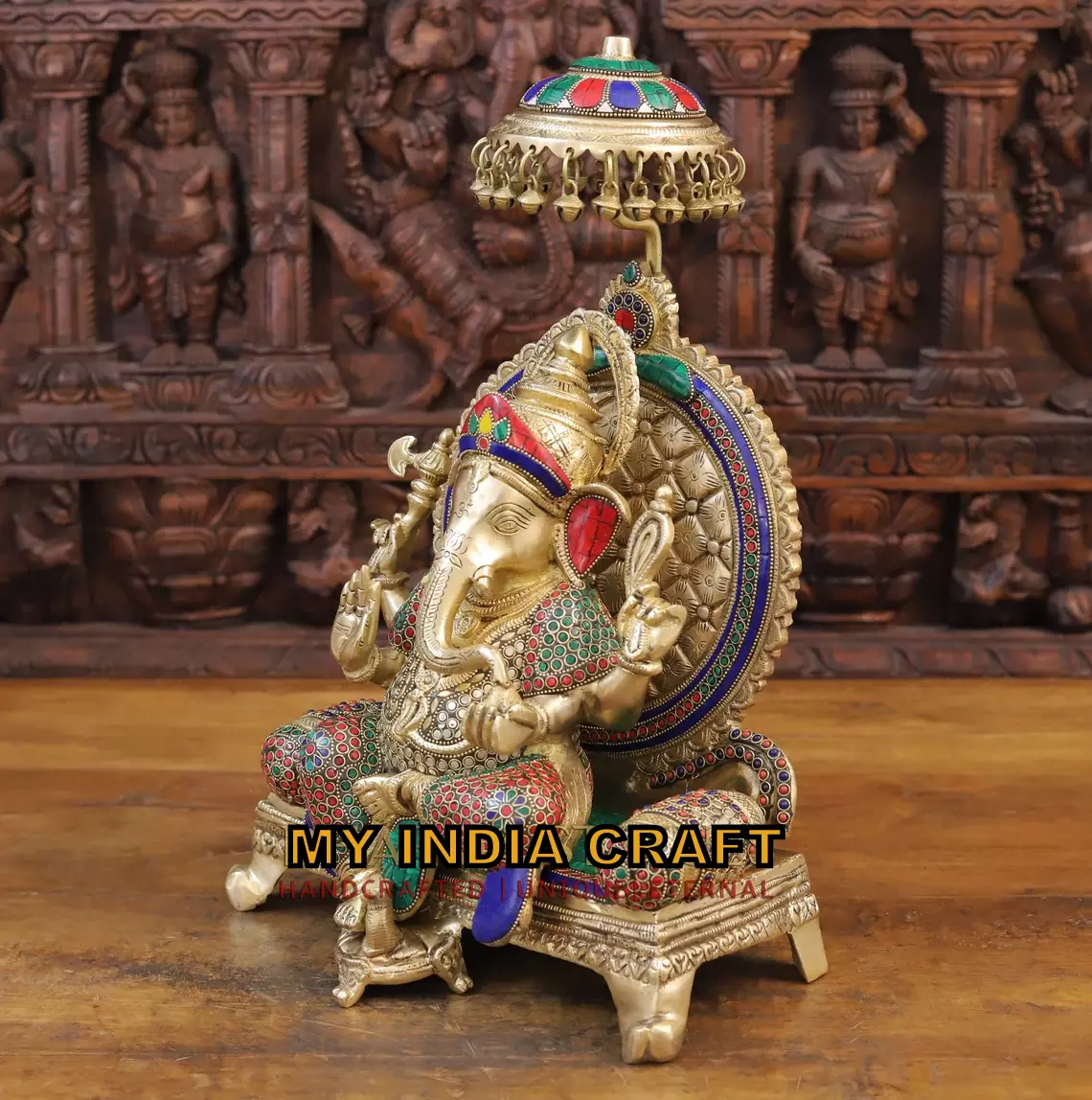 18" Ganpati idol inlay work brass