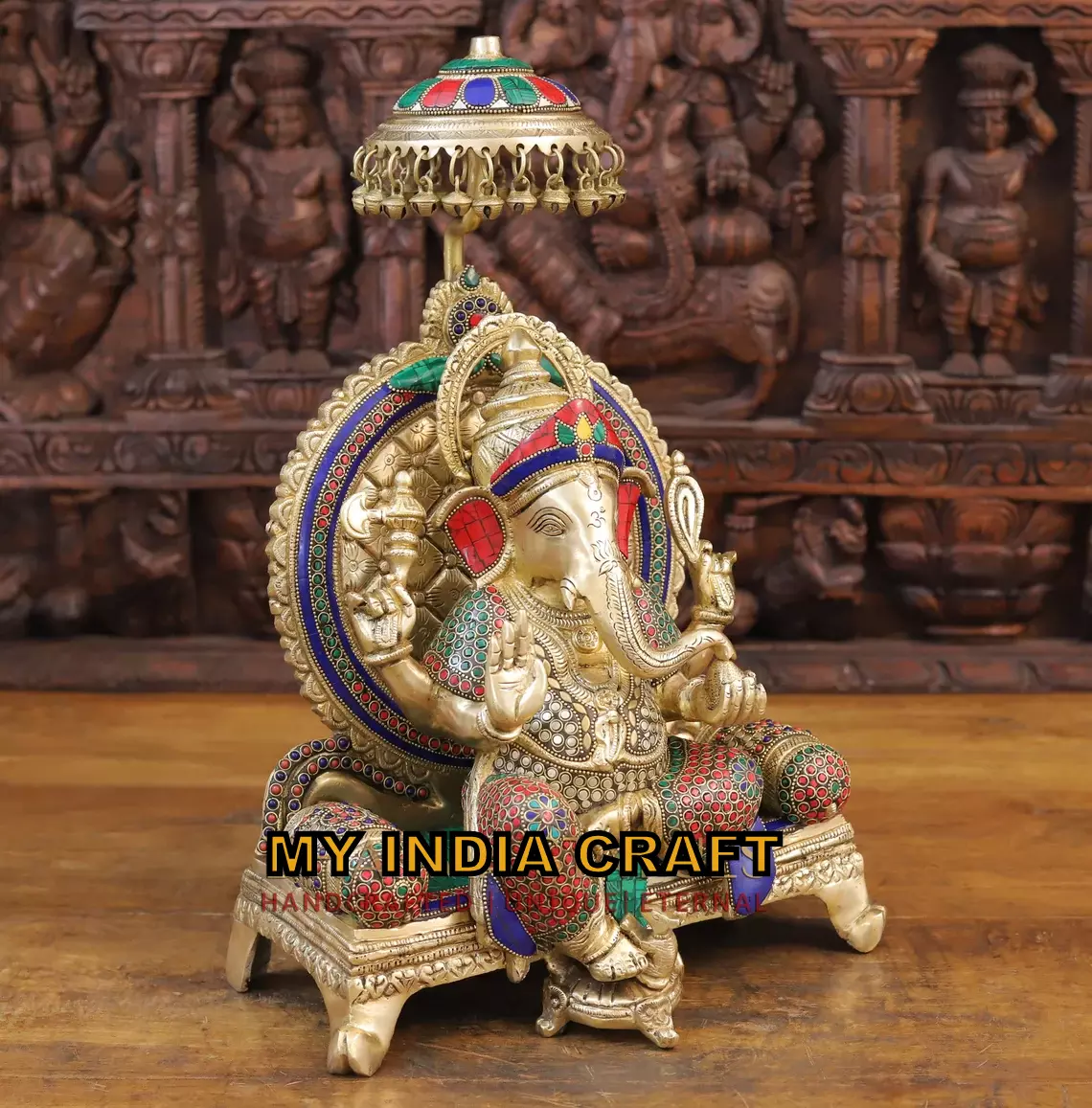 18" Ganpati idol inlay work brass