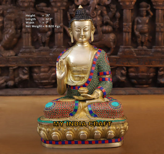 16" Buddha Statue brass