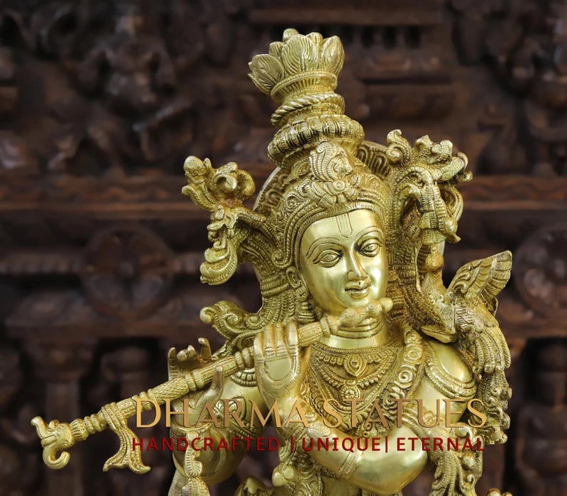 30" Brass Radha Krishna Statue