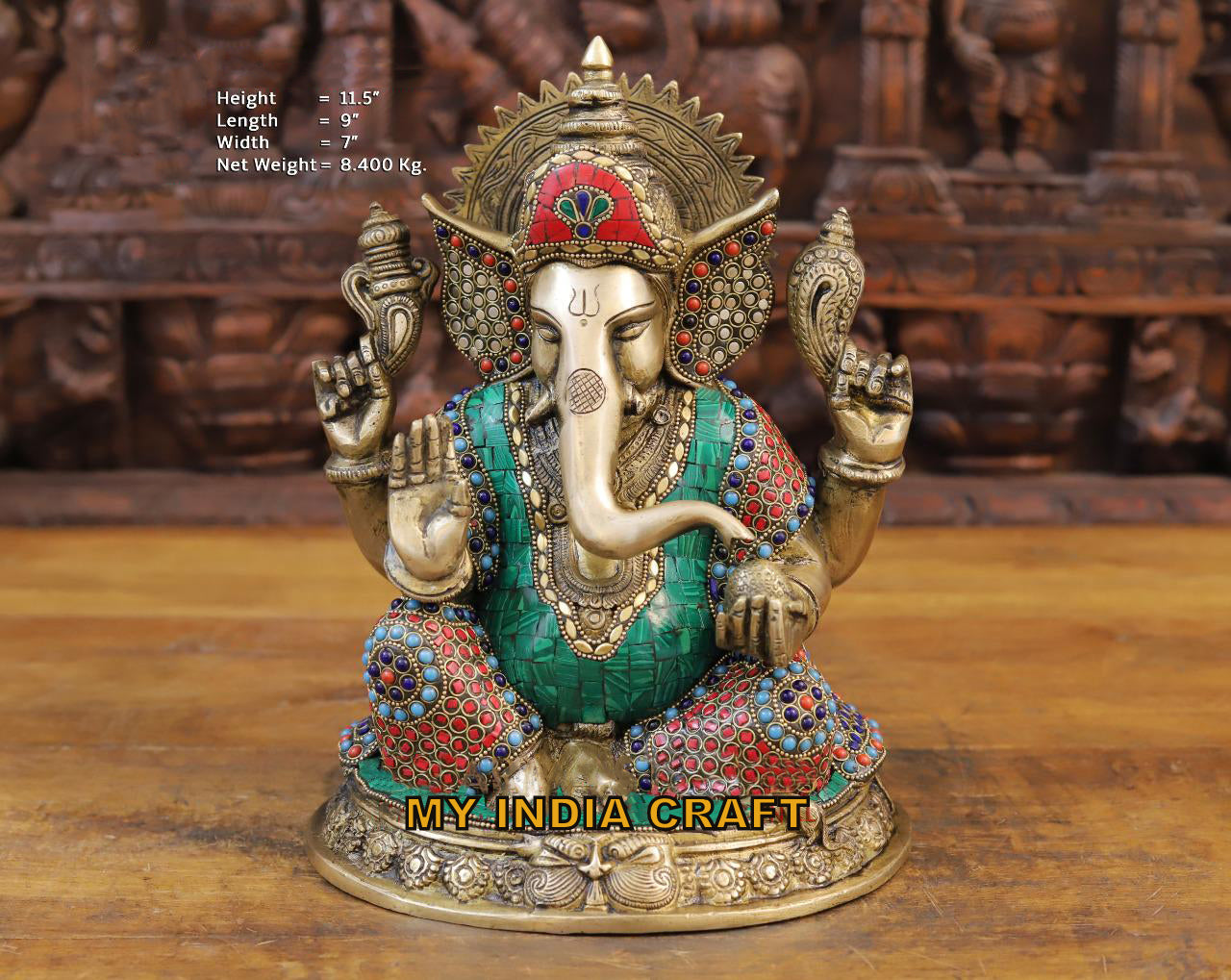 11.5" Ganpati murti in brass
