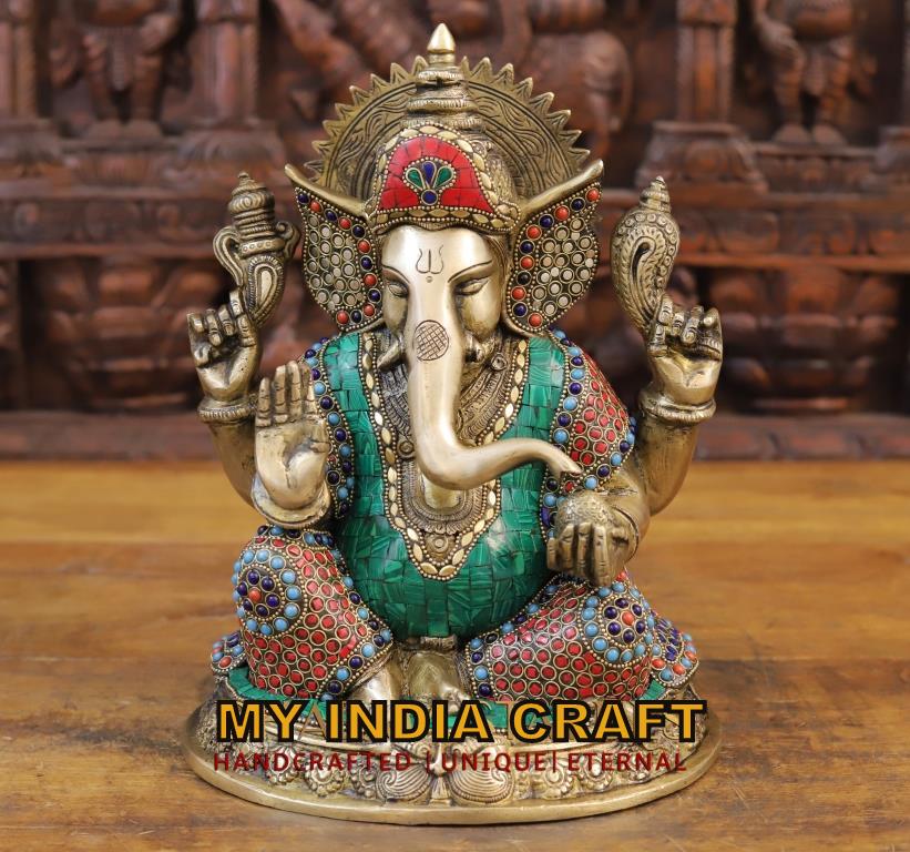11.5" Ganpati murti in brass