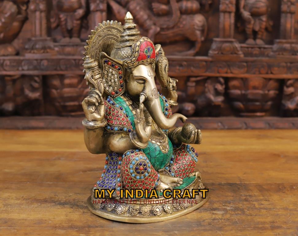11.5" Ganpati murti in brass