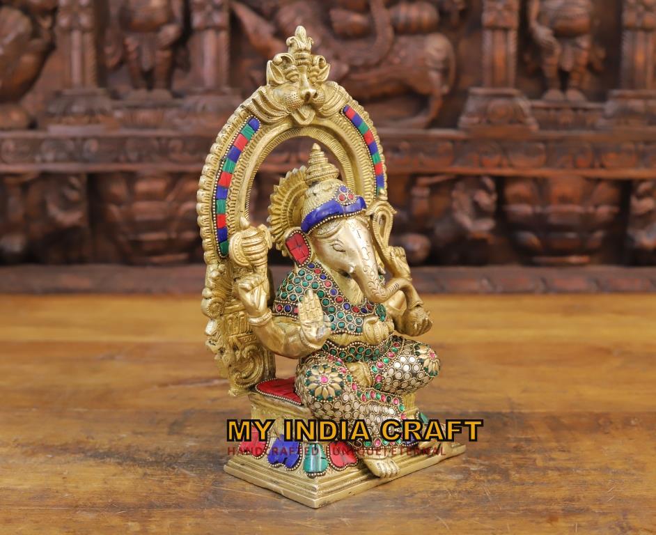 12" Ganesha brass idol