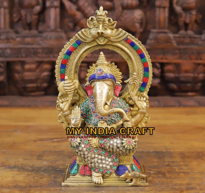 12" Ganesha brass idol