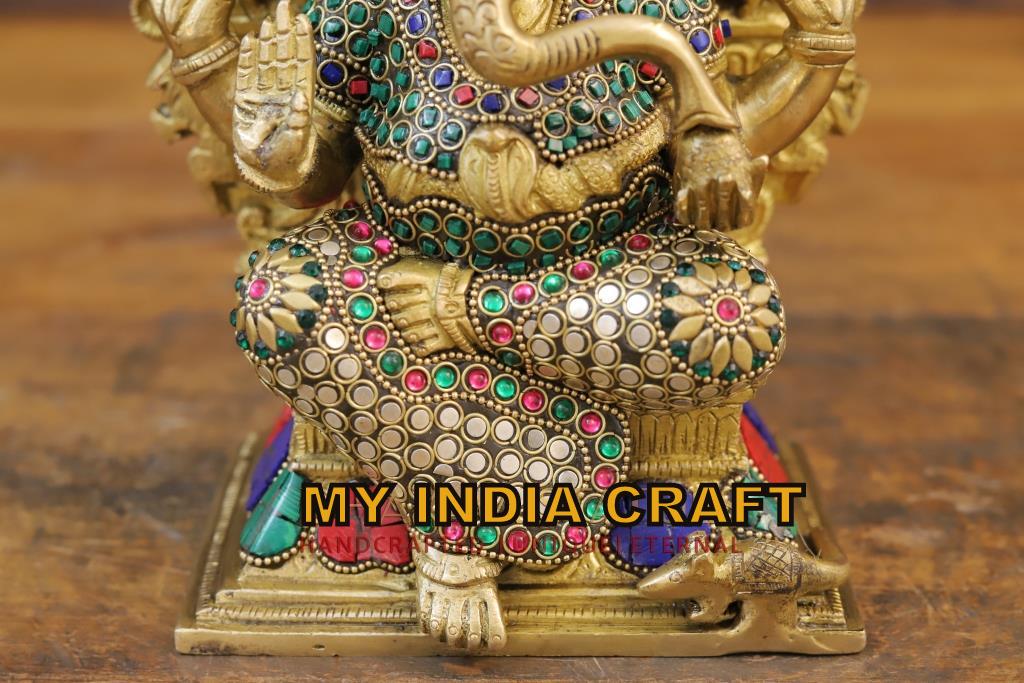 12" Ganesha brass idol
