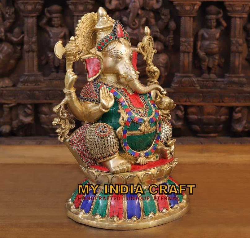 17" Brass Ganpati Statue