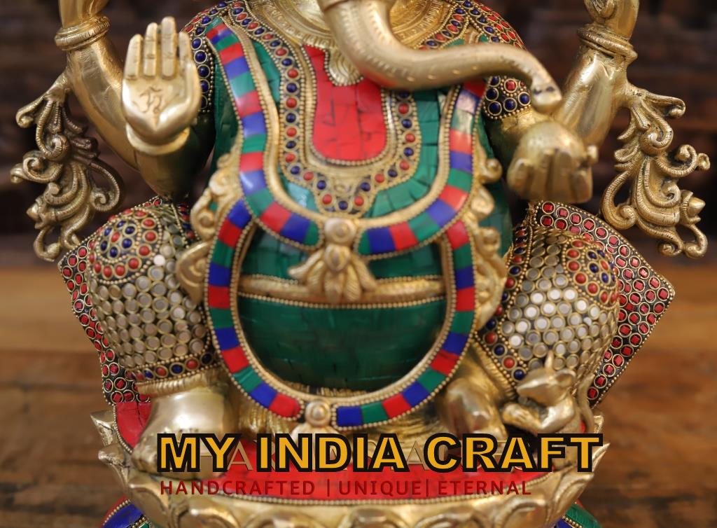 17" Brass Ganpati Statue