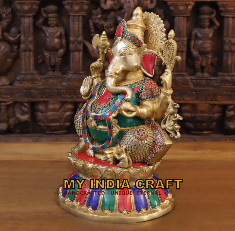 17" Brass Ganpati Statue