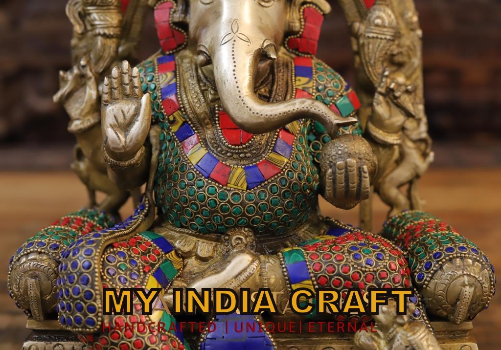 13" Ganpati statue with straight posture