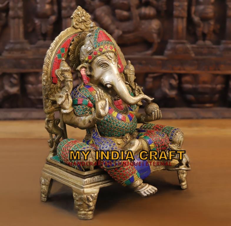 13" Ganpati statue with straight posture