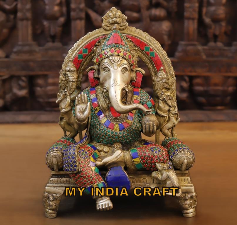 13" Ganpati statue with straight posture