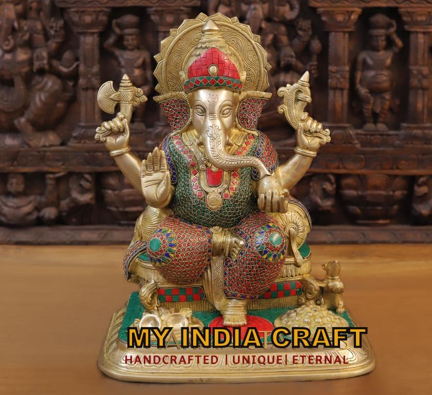 17" Brass Ganpati Idol