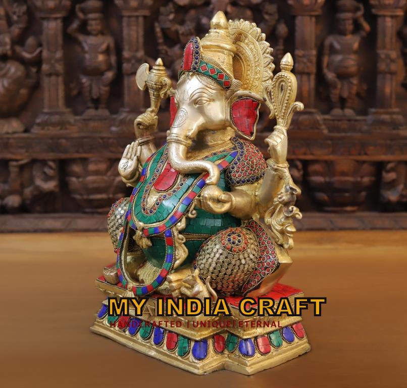 15.5" Ganesh statue brass
