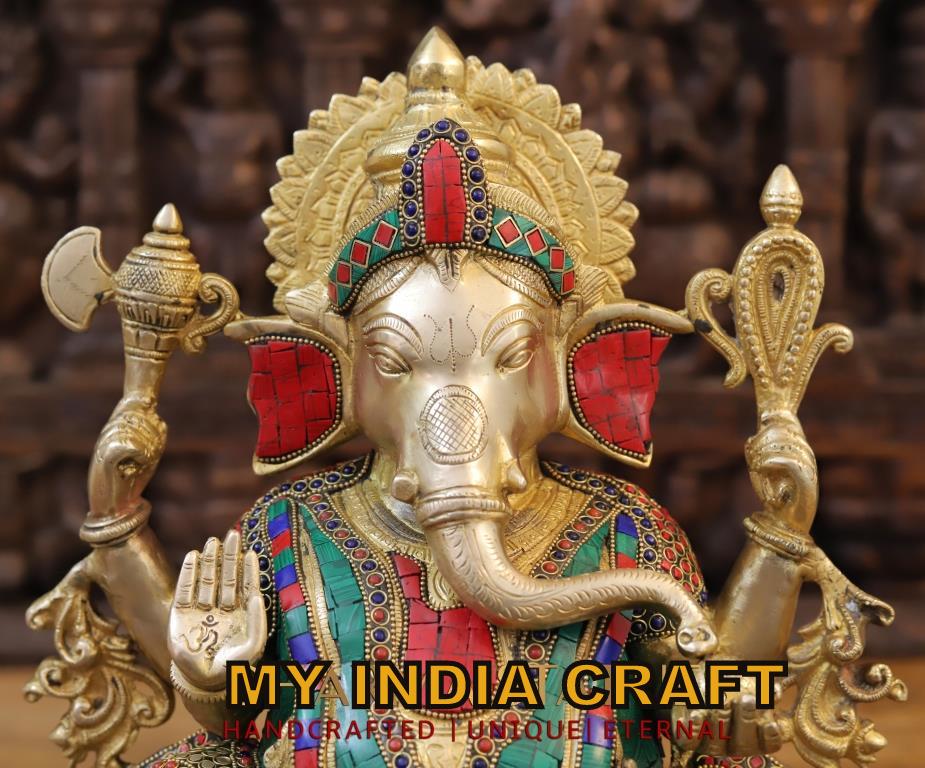 15.5" Ganesh statue brass
