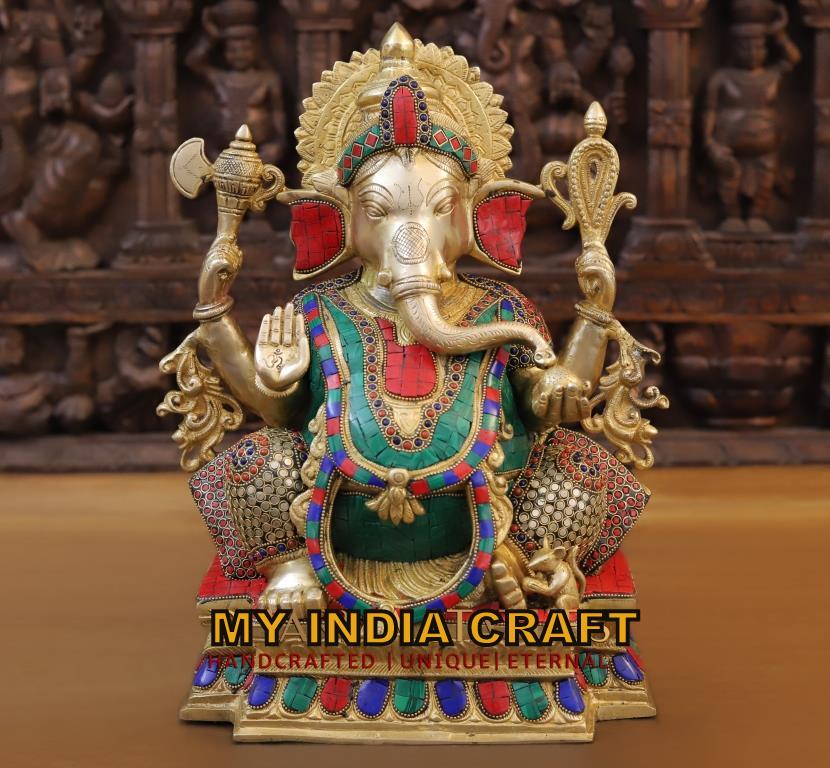 15.5" Ganesh statue brass