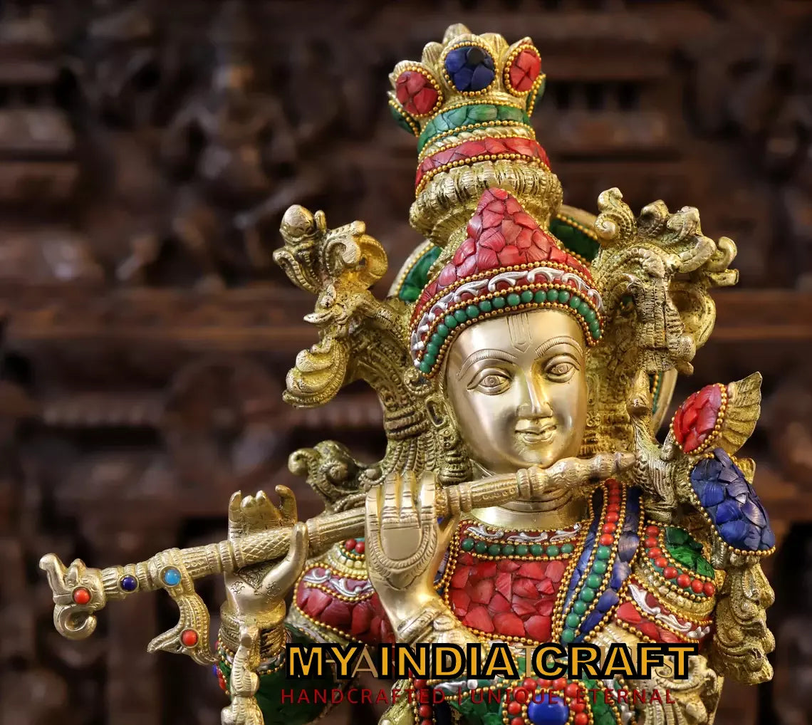 30" Krishna idol in brass