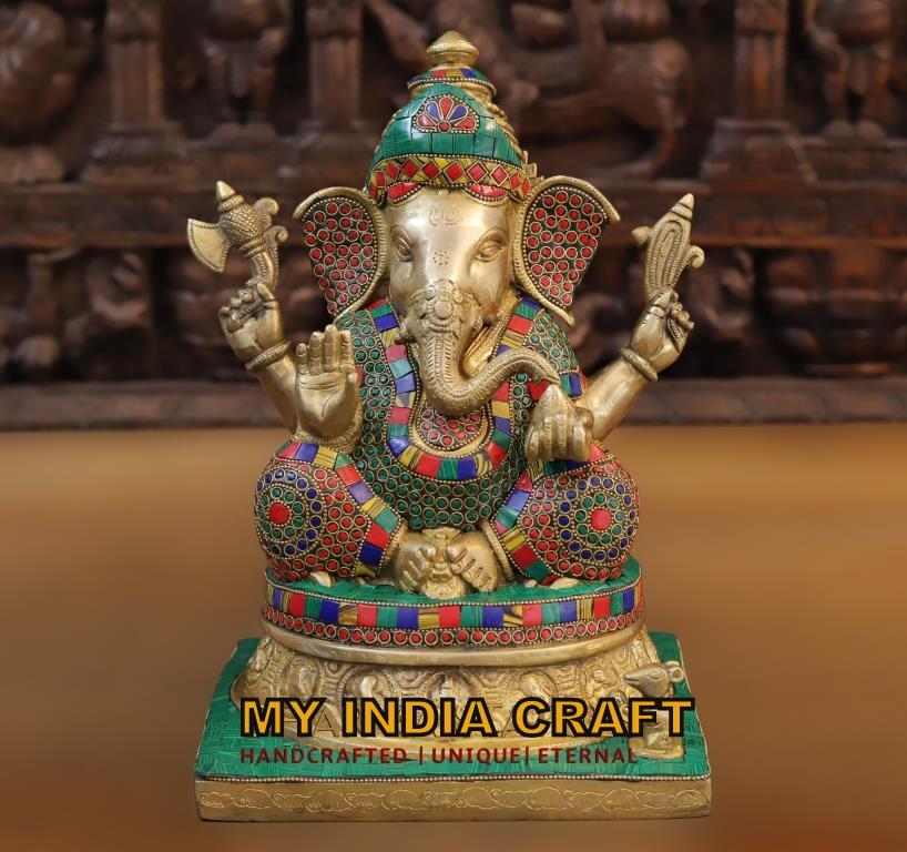 12.5" Ganpati in brass