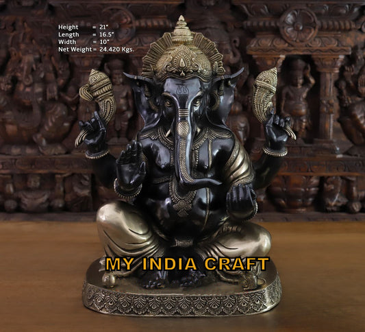 21" Big Ganpati idol in brass
