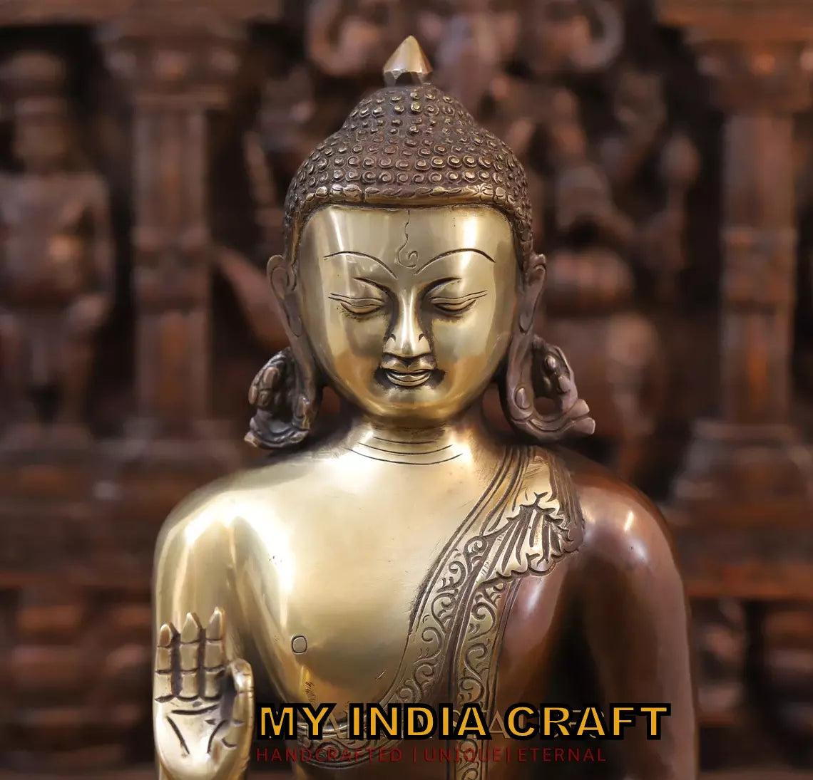13" Buddha statue brass