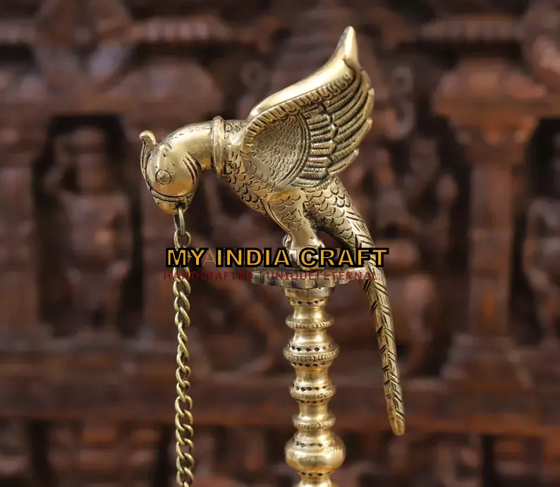 20.5" Parrot brass oil lamp diya (set of 2)