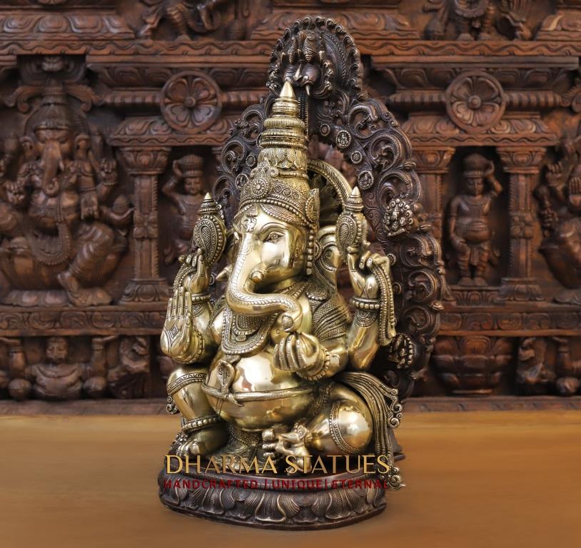 23.5" Brass Ganpati