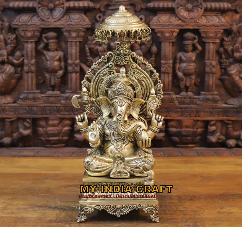20.5" Chatra Ganesh statue