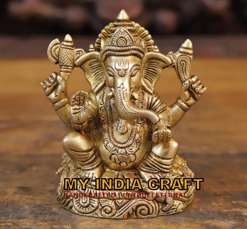 5' small brass Ganesh