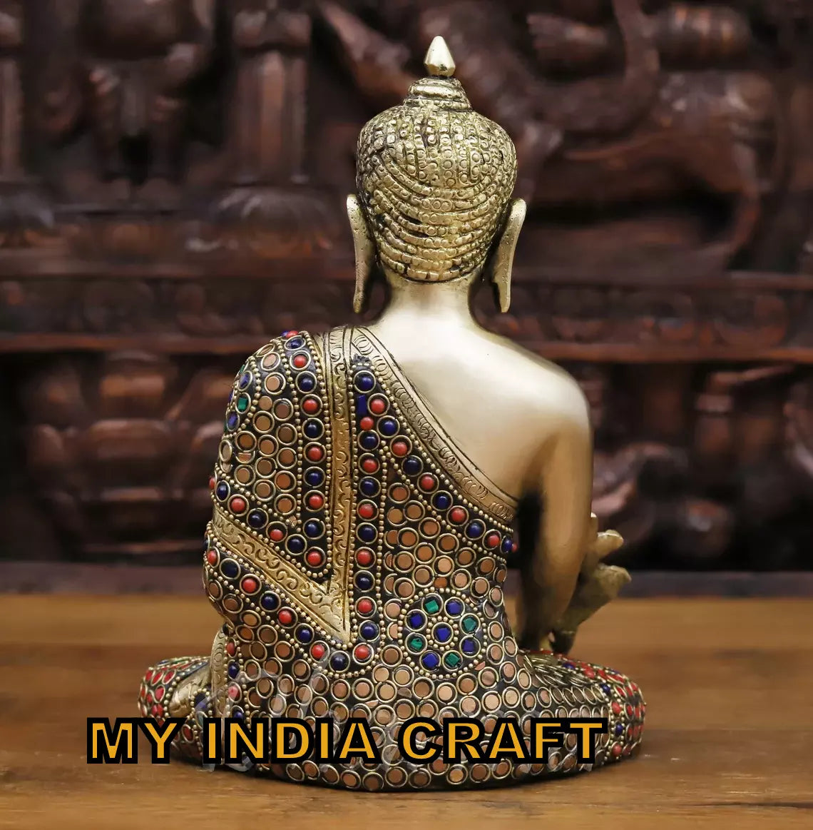 8.5" Buddha statue brass