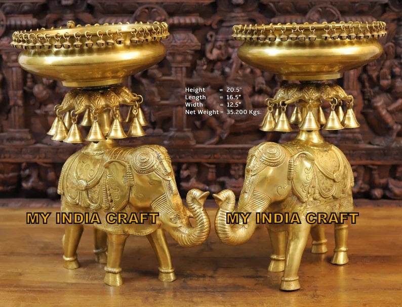 20.5" Urli with Elephant stand (SET OF 2)