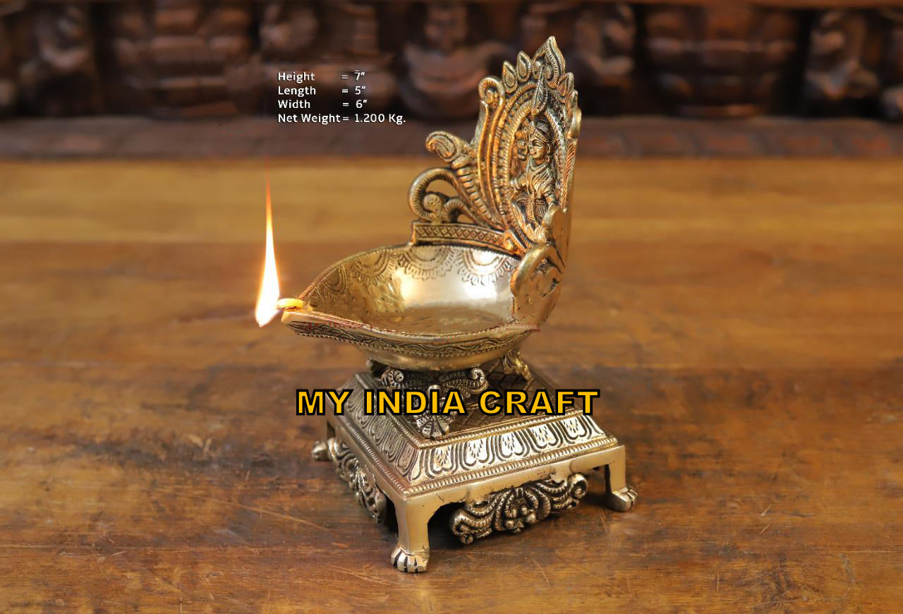 Antique Brass Diya Set for Puja Room - Decorations Items for Home