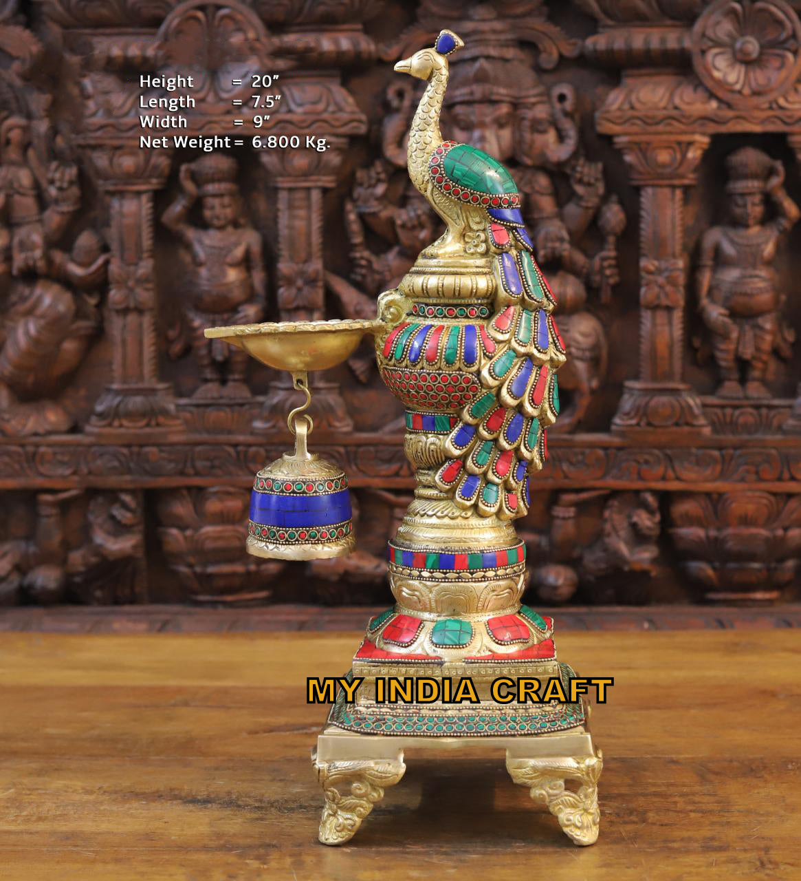 Aatm Brass fashion Handicraft Peacock Standing Diya