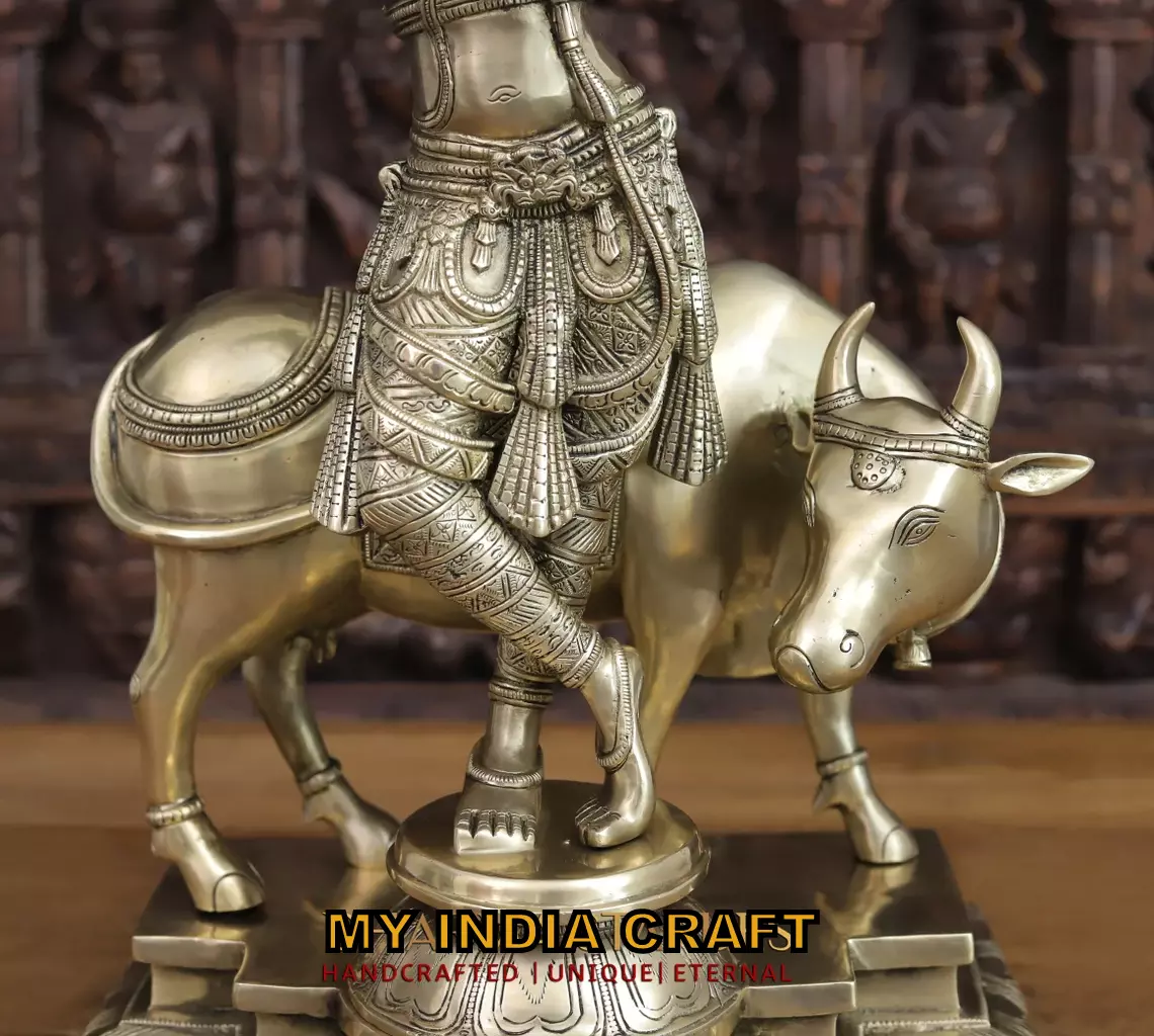 25" Cow Krishna Brass