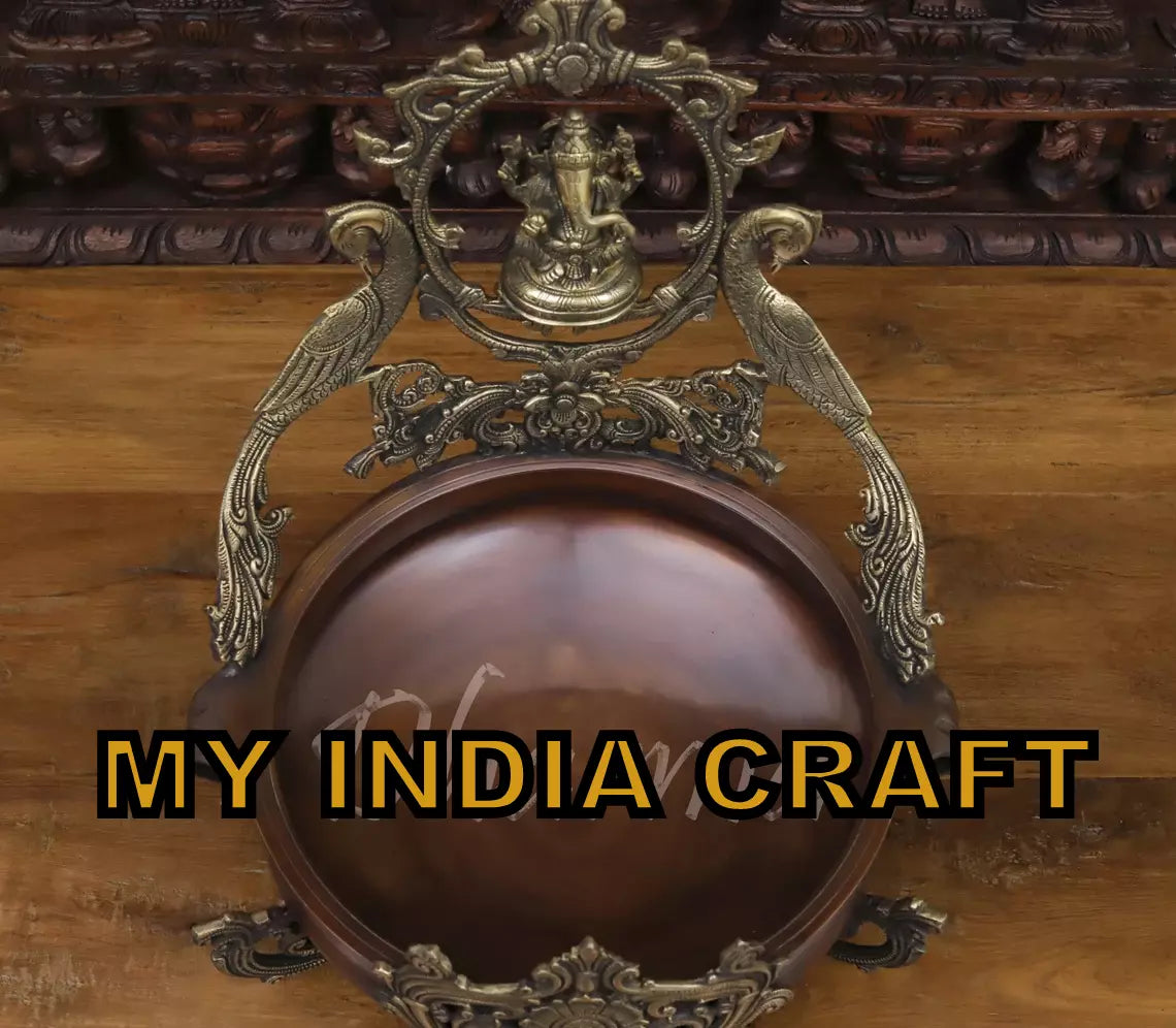 19.5" Urli with ganpati elephants